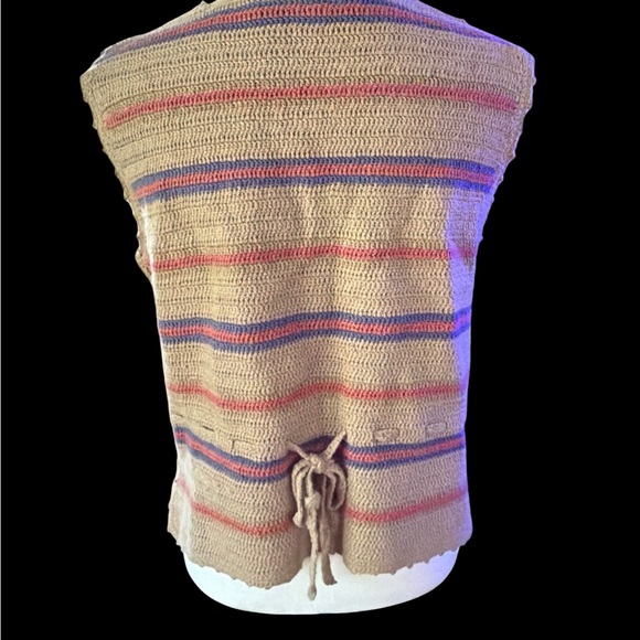 Sigrid Olsen Sport Vest Small Embroidered Knit Ramie Cotton Boho Patchwork Y2K - Picture 3 of 9